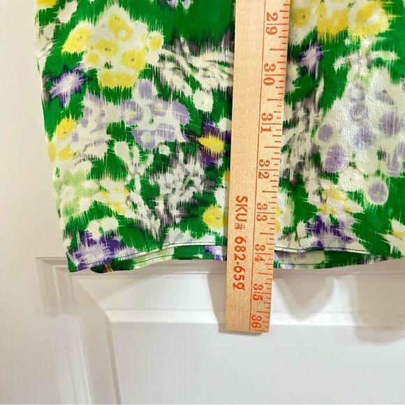 $375 REBECCA TAYLOR SILK FLORAL HIGH NECK FLUTTER GARDEN GREEN DRESS 0 FAIRY - Picture 10 of 14